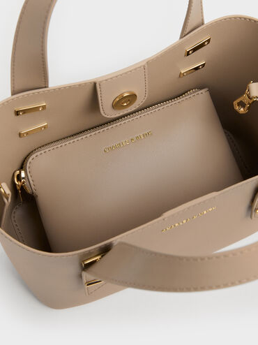 กระเป๋าโท้ทมินิพร้อมหูจับแบบคู่รุ่น Shania, สีโทป, hi-res