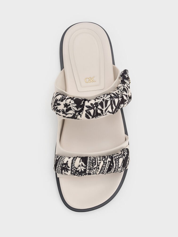 Tayari Leather Printed Double-Strap Sandals, Chalk, hi-res