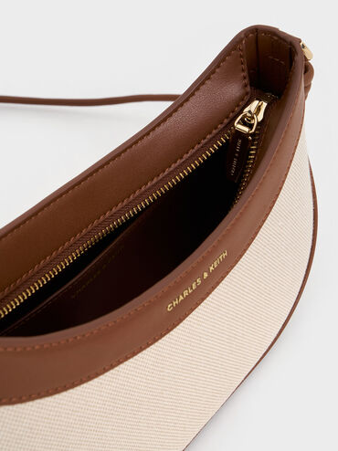Sabine Canvas Knotted-Strap Curved Shoulder Bag, Chocolate, hi-res
