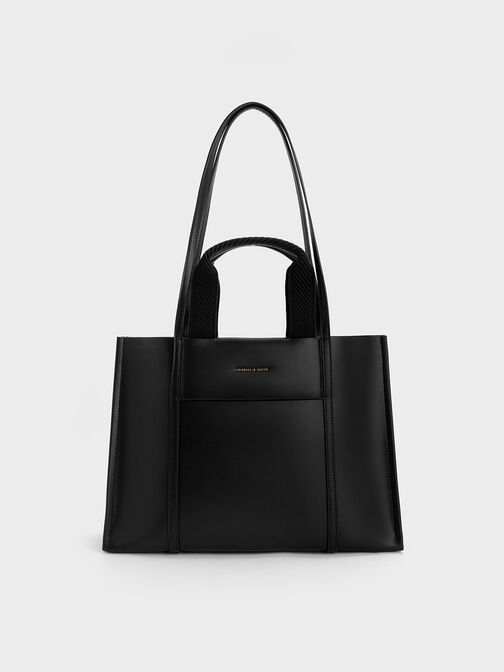 กระเป๋าโท้ทรุ่น Shalia, สีดำ, hi-res
