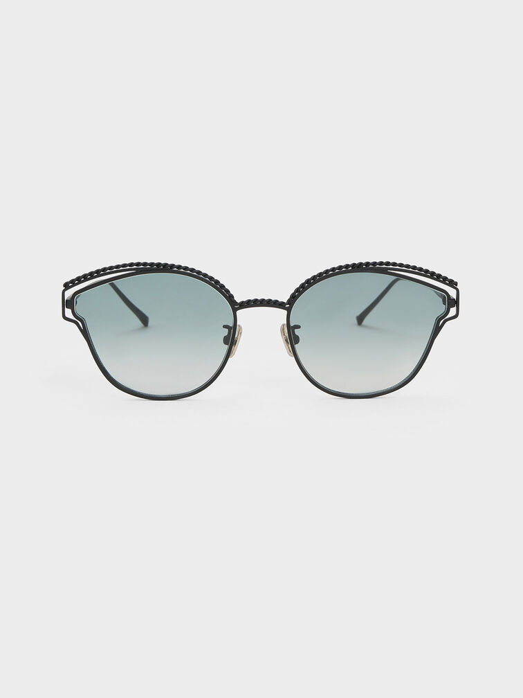 Braided Wire-Frame Cateye Sunglasses, , hi-res