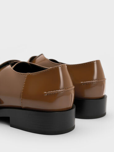 Buckled-Strap Loafers, Brown, hi-res