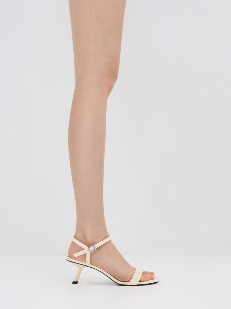 Slant-Heel Ankle-Strap Sandals, Beige, hi-res
