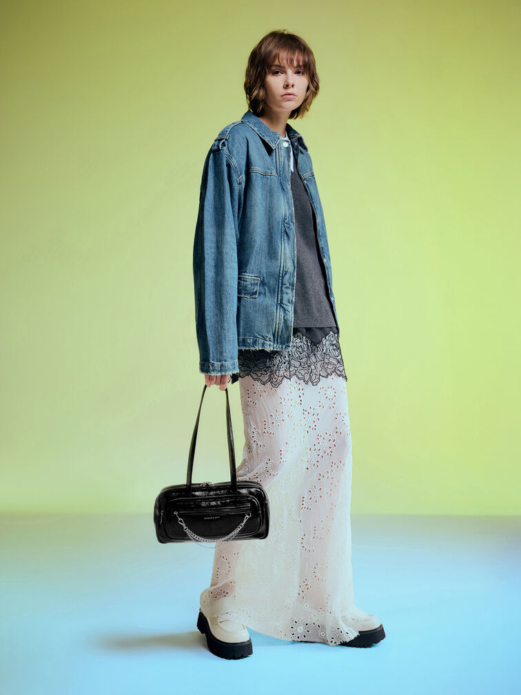 Atwood Chain Elongated Shoulder Bag, Noir, hi-res