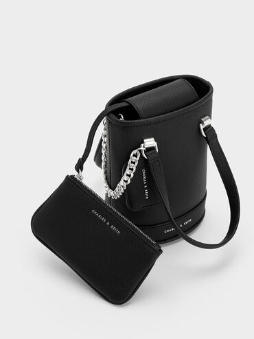 Avis Cylindrical Bucket Bag, สีดำ, hi-res