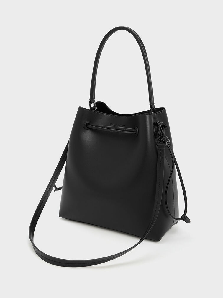 Bellamy Drawstring Hobo Bag, Jet Black, hi-res