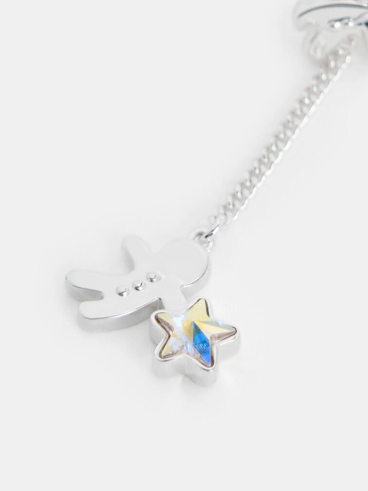 ต่างหูดีไซน์นางฟ้าขนมปังขิงพร้อมดาวคริสตัลรุ่น Athalia, สีเงิน, hi-res