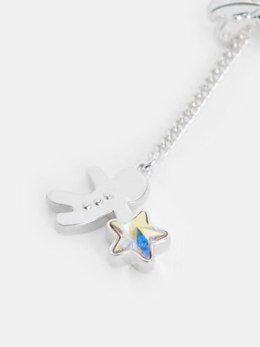 ต่างหูดีไซน์นางฟ้าขนมปังขิงพร้อมดาวคริสตัลรุ่น Athalia, สีเงิน, hi-res