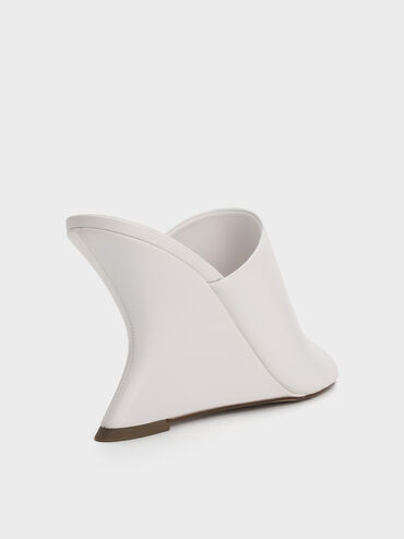 รองเท้าส้นเตารีดทรง Sculptural ดีไซน์สายคาดแบบกว้าง, สีขาว, hi-res