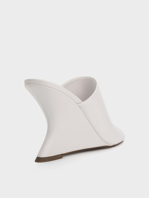 รองเท้าส้นเตารีดทรง Sculptural ดีไซน์สายคาดแบบกว้าง, สีขาว, hi-res