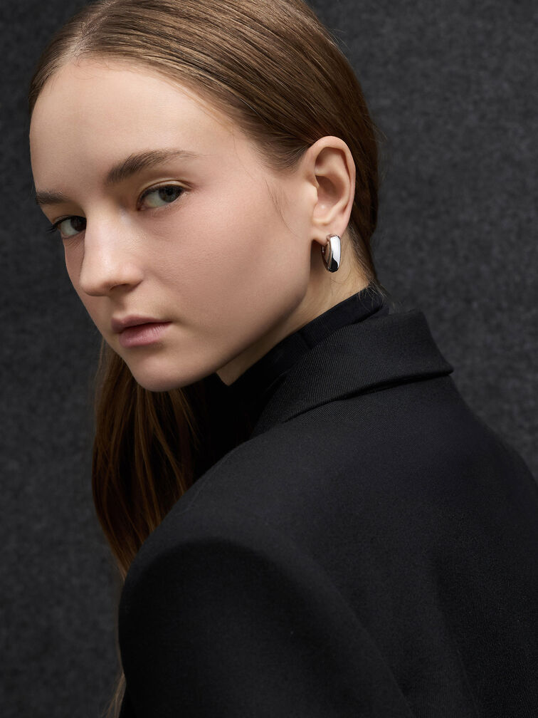 ต่างหูฮักกี้รุ่น Annalise, สีเงิน, hi-res