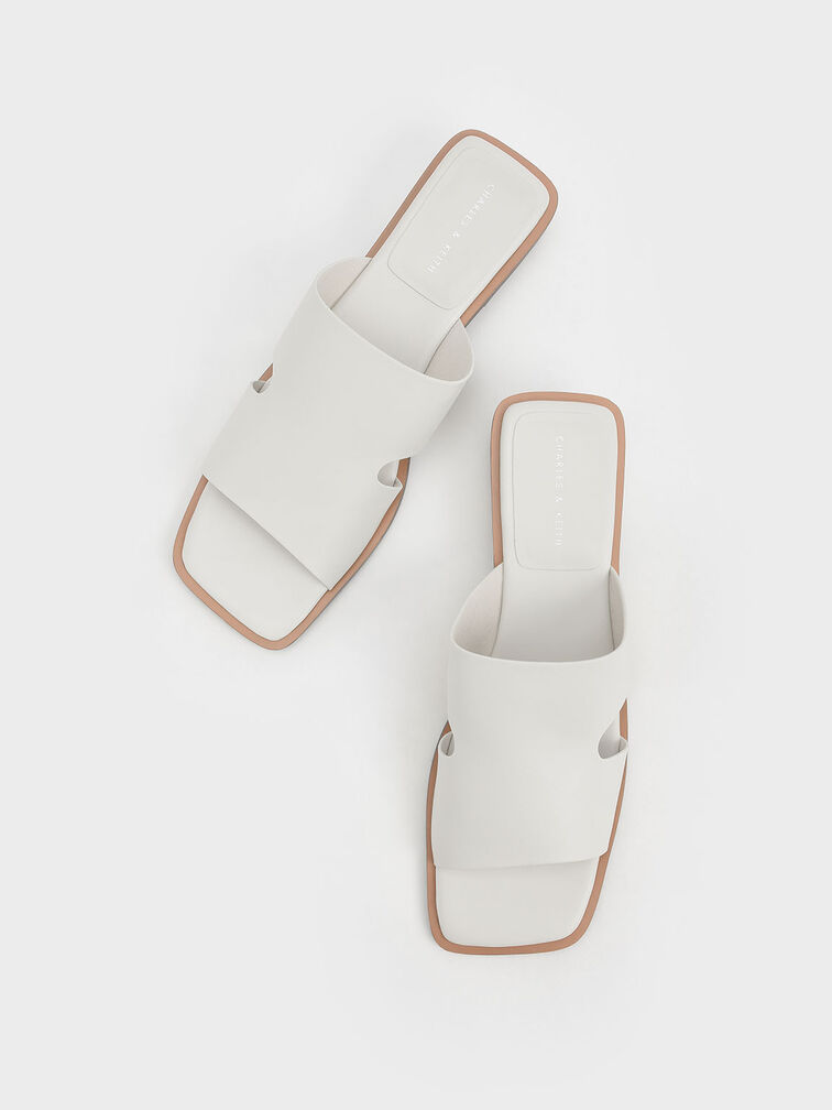 Cut-Out Mules, White, hi-res
