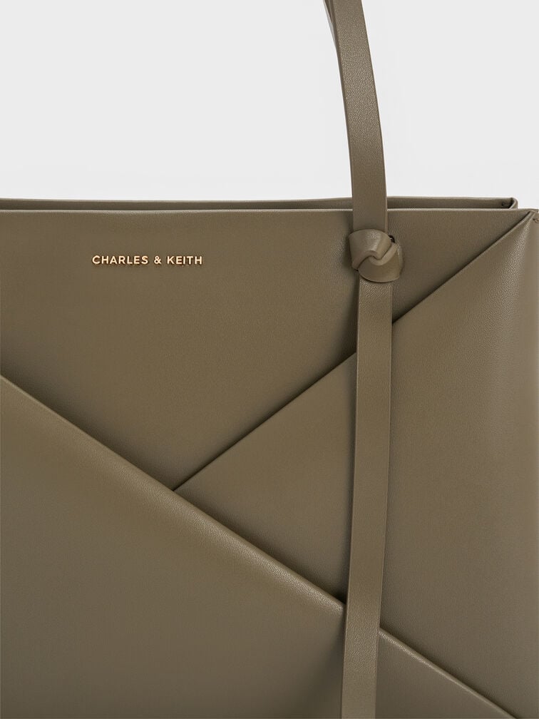 กระเป๋าโท้ททรงสี่เหลี่ยมผืนผ้ารุ่น Midori, สีดีพโอลีฟ, hi-res