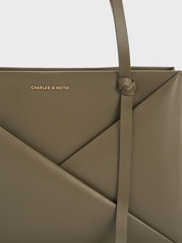 กระเป๋าโท้ททรงสี่เหลี่ยมผืนผ้ารุ่น Midori, สีดีพโอลีฟ, hi-res