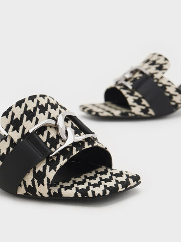 Gabine Houndstooth Leather Heeled Mules, สีมัลติ, hi-res