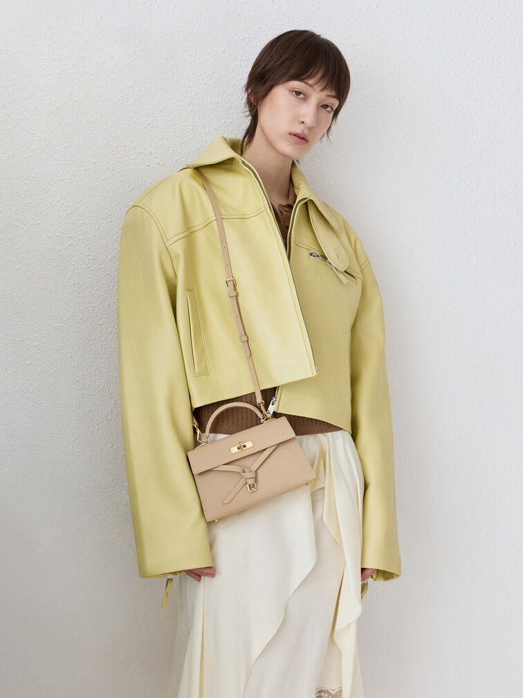 Tricha Knotted-Belt Top Handle Bag, Sand Beige, hi-res