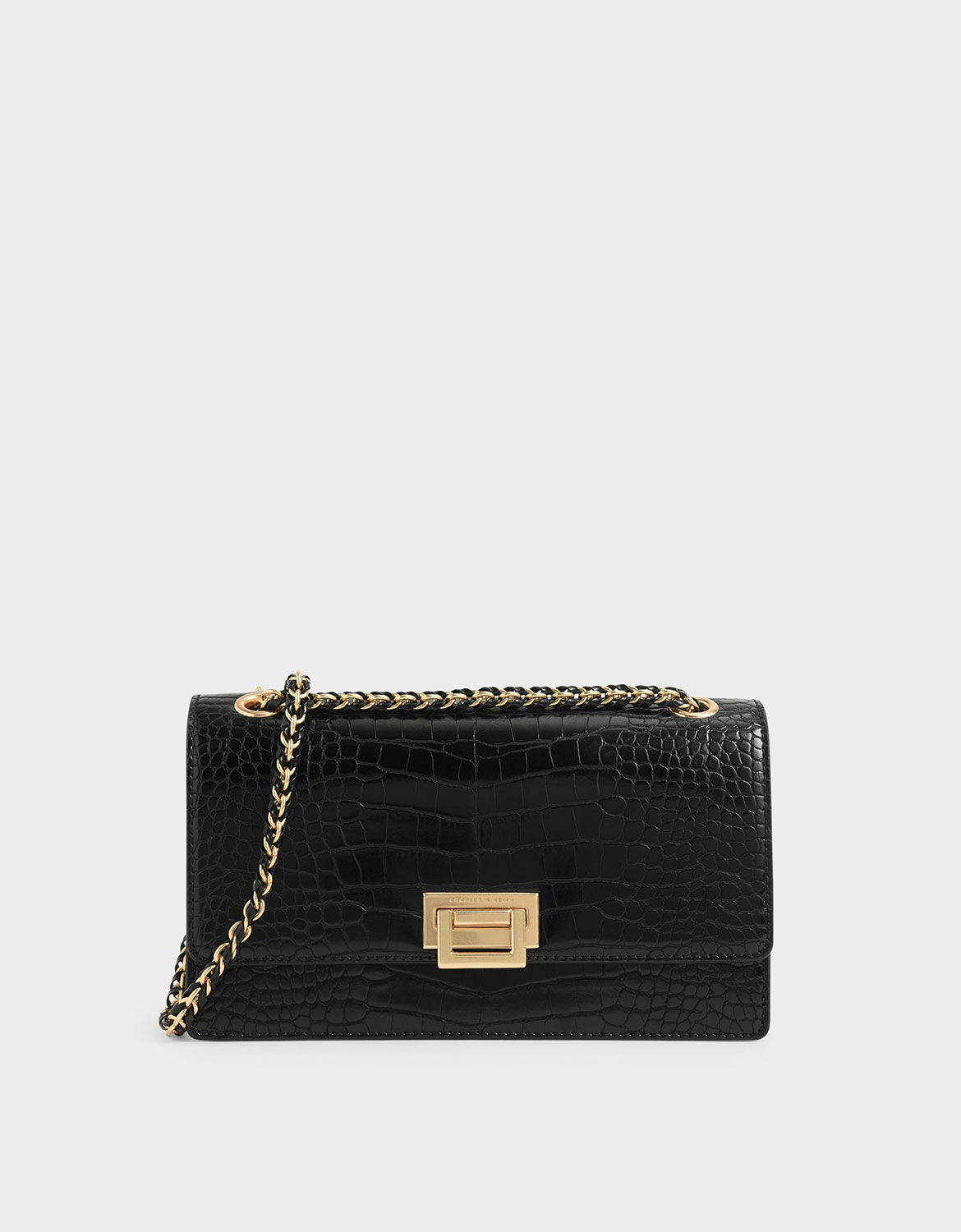 charles and keith textured chain handle bag
