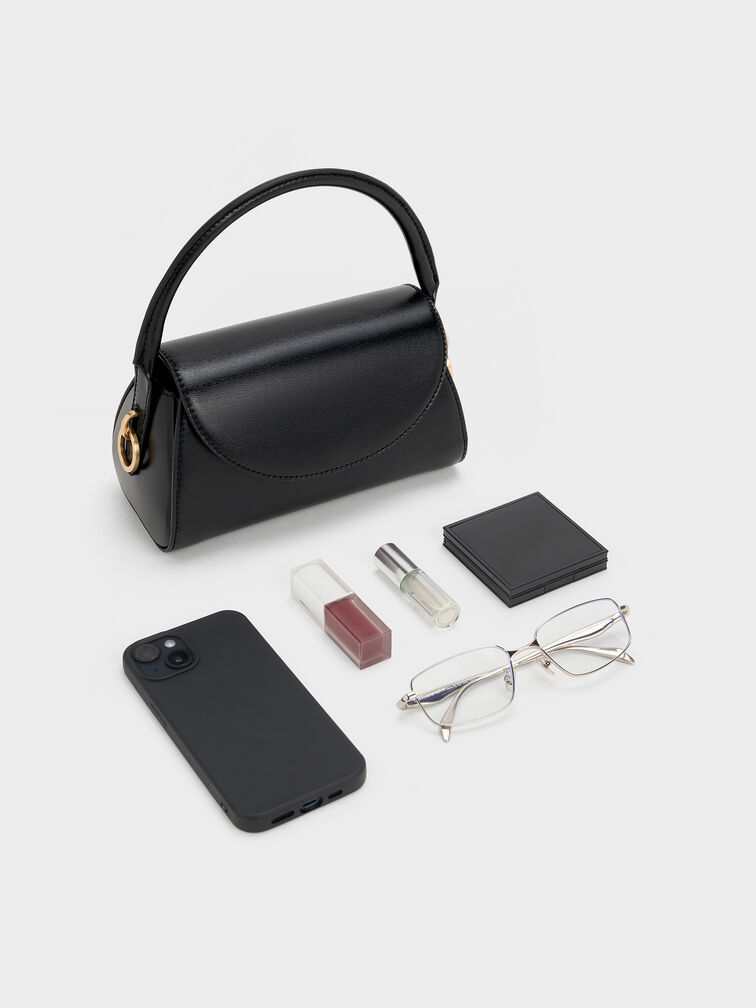 Kaila Front-Flap Top Handle Bag, Black, hi-res