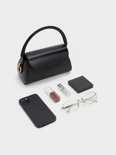 Kaila Front-Flap Top Handle Bag, Black, hi-res