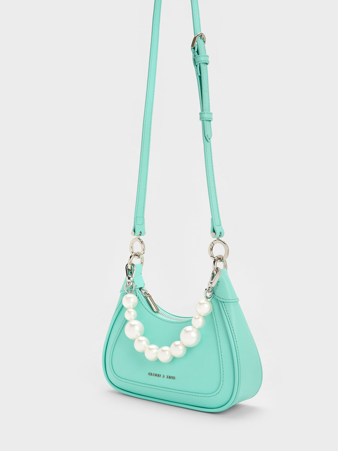 Mint Green Beaded Handle Hobo Bag CHARLES KEITH TH