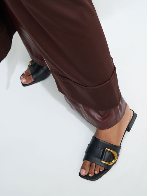 Gabine Buckled Leather Mules, , hi-res