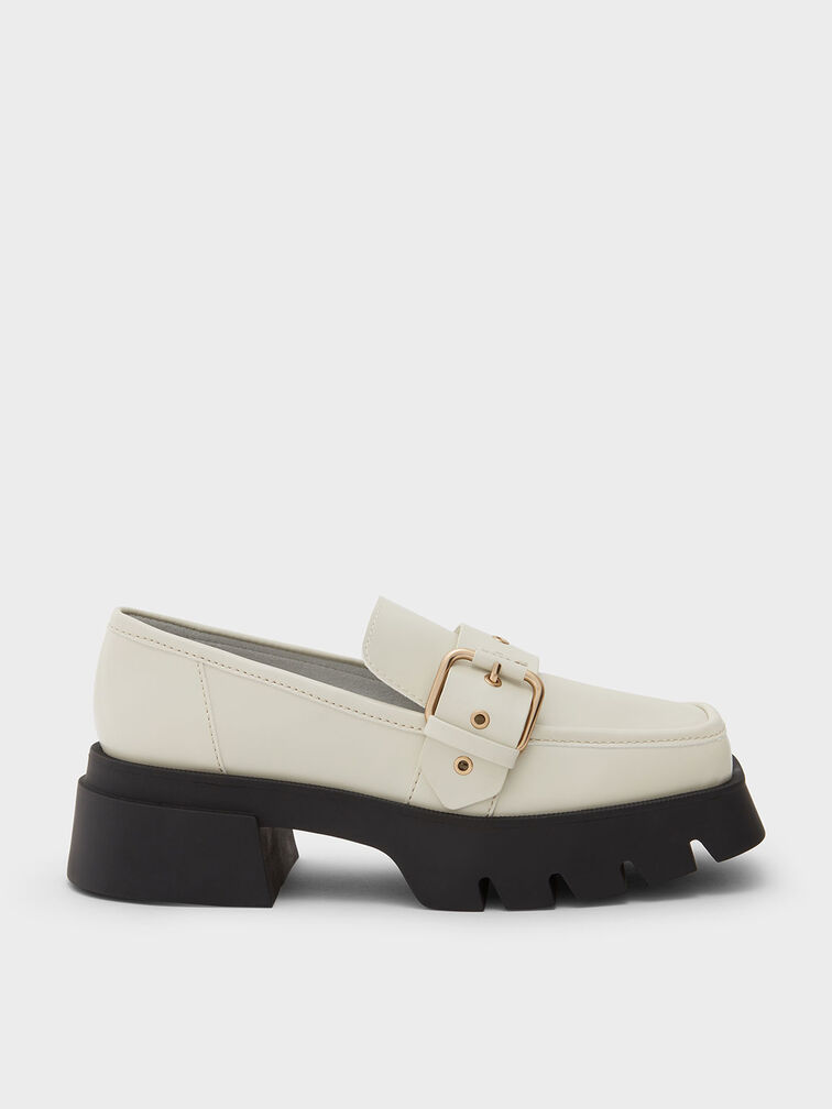 Fay Buckled Chunky Penny Loafers, , hi-res