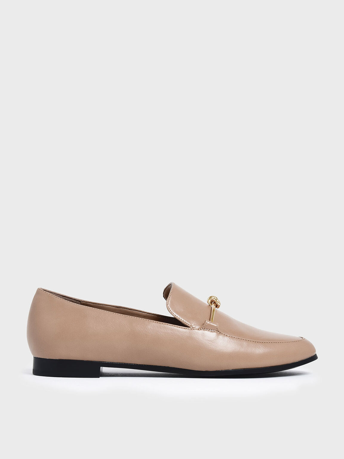 Metallic Knot Accent Loafers, Nude, hi-res
