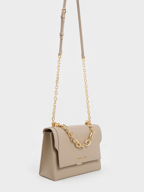 Front Flap Chain Handle Crossbody Bag, , hi-res