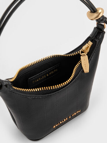 กระเป๋าถือใบจิ๋วเท็กซ์เจอร์ลอนเงารุ่น Augustine, สีดำ, hi-res