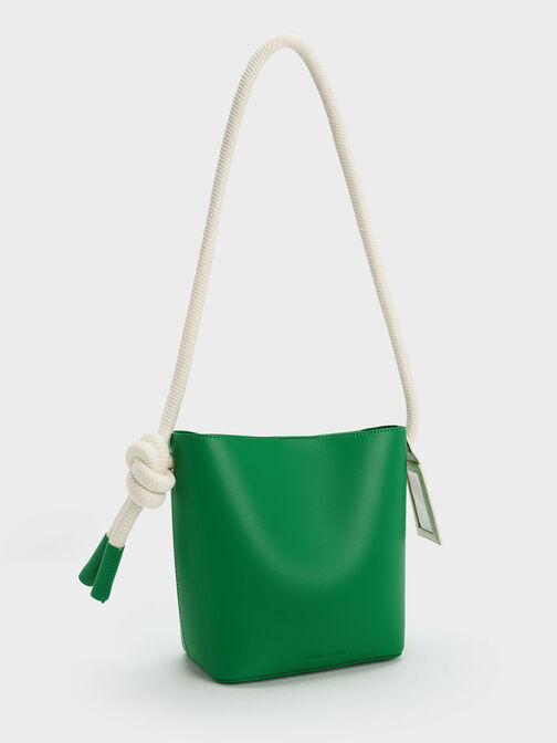 Gwiana Knotted Bucket Bag, สีเขียว, hi-res