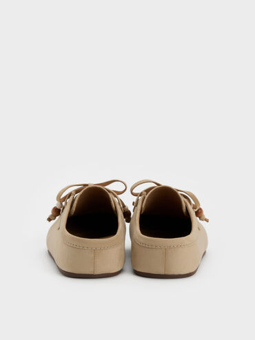 Gale Faux Suede Beaded-Lace Mules, Beige, hi-res