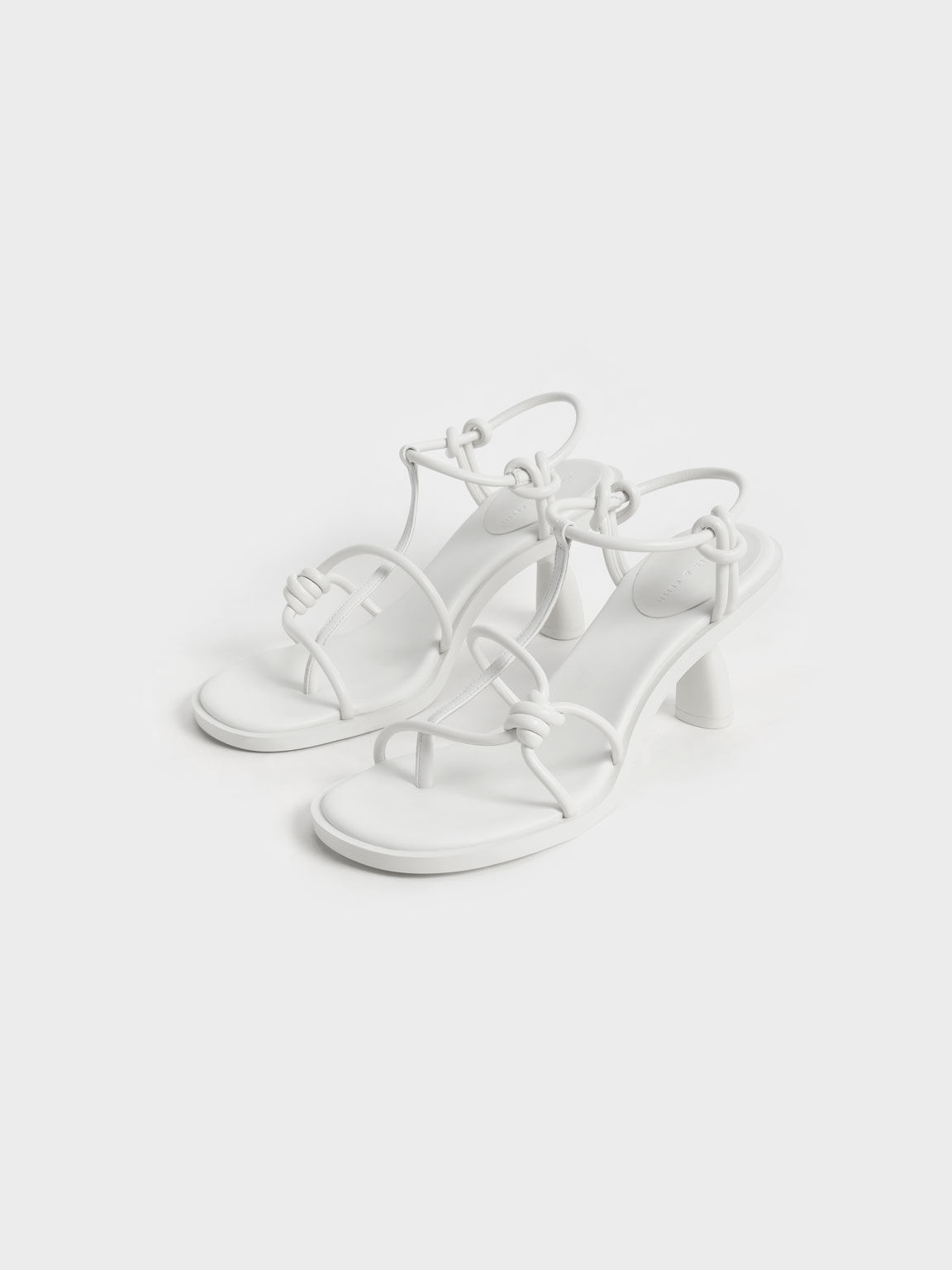Alma Strappy Knotted Thong Sandals, White, hi-res