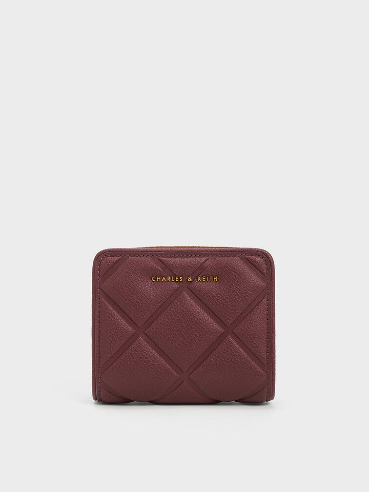 Anwen Quilted Zip-Around Wallet, สีเบอร์กันดี, hi-res