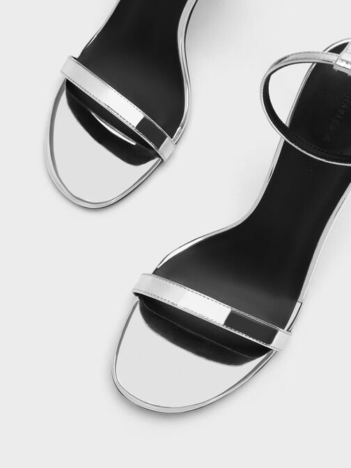 Metallic Slant-Heel Ankle-Strap Sandals, , hi-res