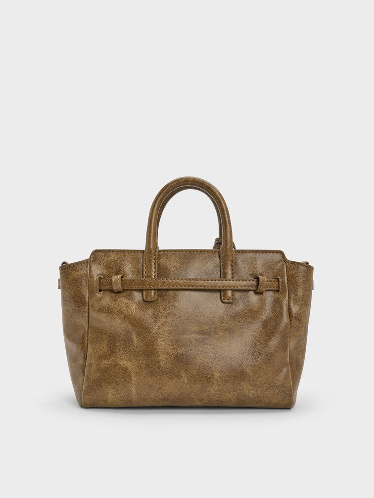 กระเป๋าโท้ทขนาดมินิรุ่น Delfina, สีวอลนัทบราวน์, hi-res