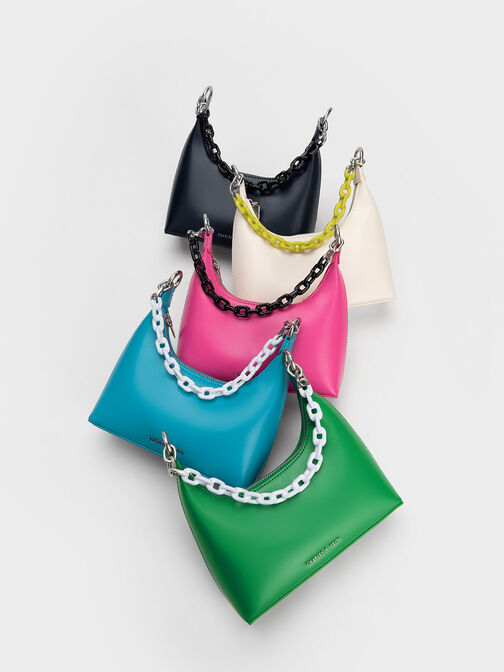 Koi Chain Handle Shoulder Bag, สีเขียว, hi-res