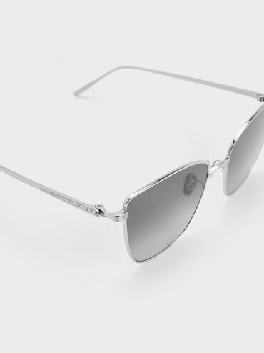 Livonia Crystal Square Sunglasses, Silver, hi-res