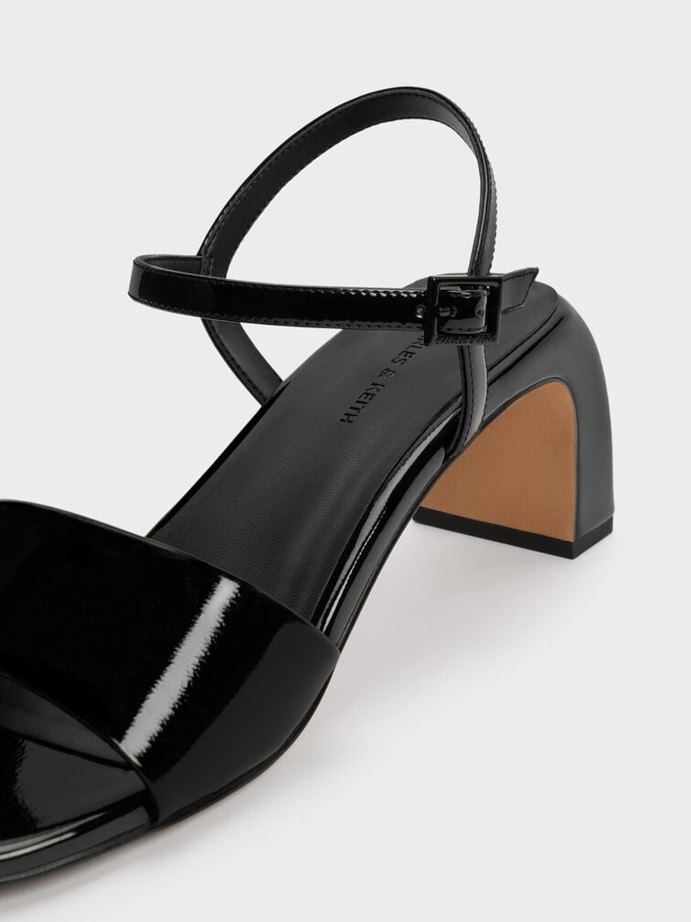 Patent Ankle-Strap Heeled Sandals, Black Patent, hi-res