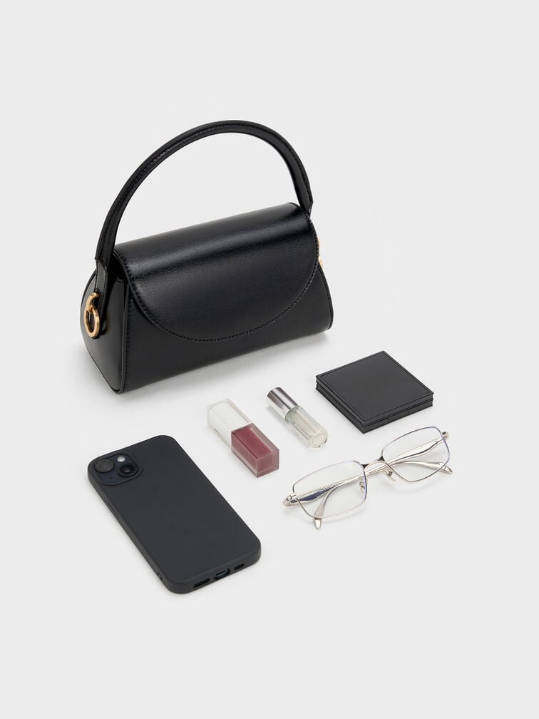 Kaila Front-Flap Top Handle Bag, Black, hi-res