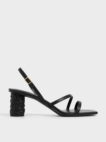 Strappy Cylindrical Heel Sandals, , hi-res