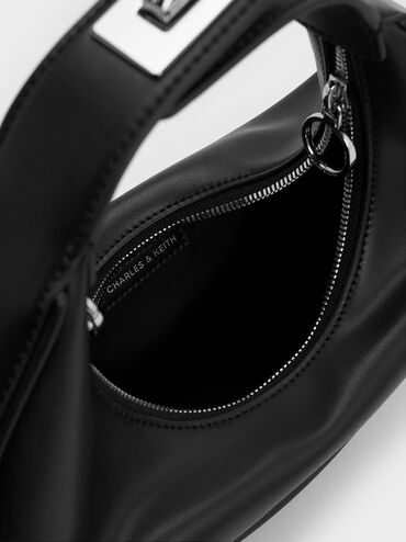 You can never have too many effortlessly chic bags in your rotation -- like this hobo bag. Featuring a sleek crescent silhouette with a turn-lock detail on the shoulder strap, this bag possesses a distinctive charm. In clean chalk, it is a truly versatile piece that will elevate any outfit you pair it with. Carry it slung over the shoulder, or open up the turn-lock to attach the extended strap for more styling options., Noir, hi-res