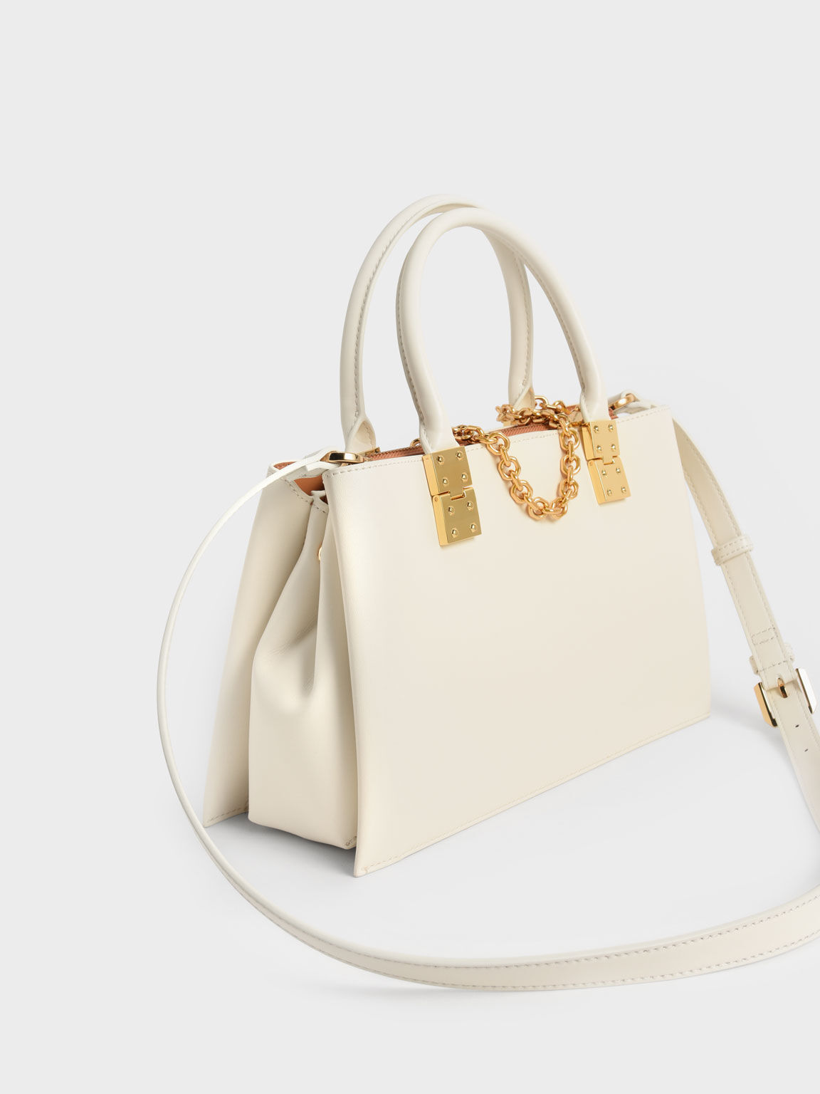 Large Double Handle Handbag, Cream, hi-res