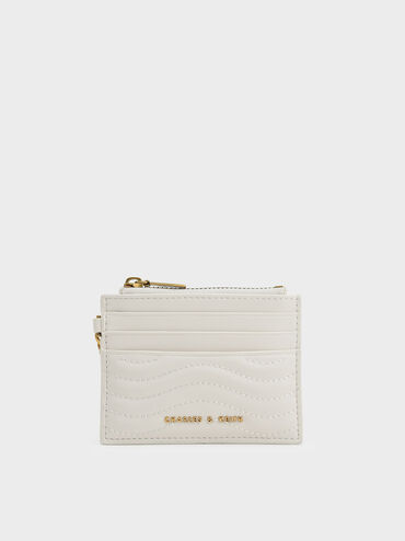กระเป๋าใส่บัตรดีไซน์ลายคลื่นรุ่น Aubrielle, สีครีม, hi-res