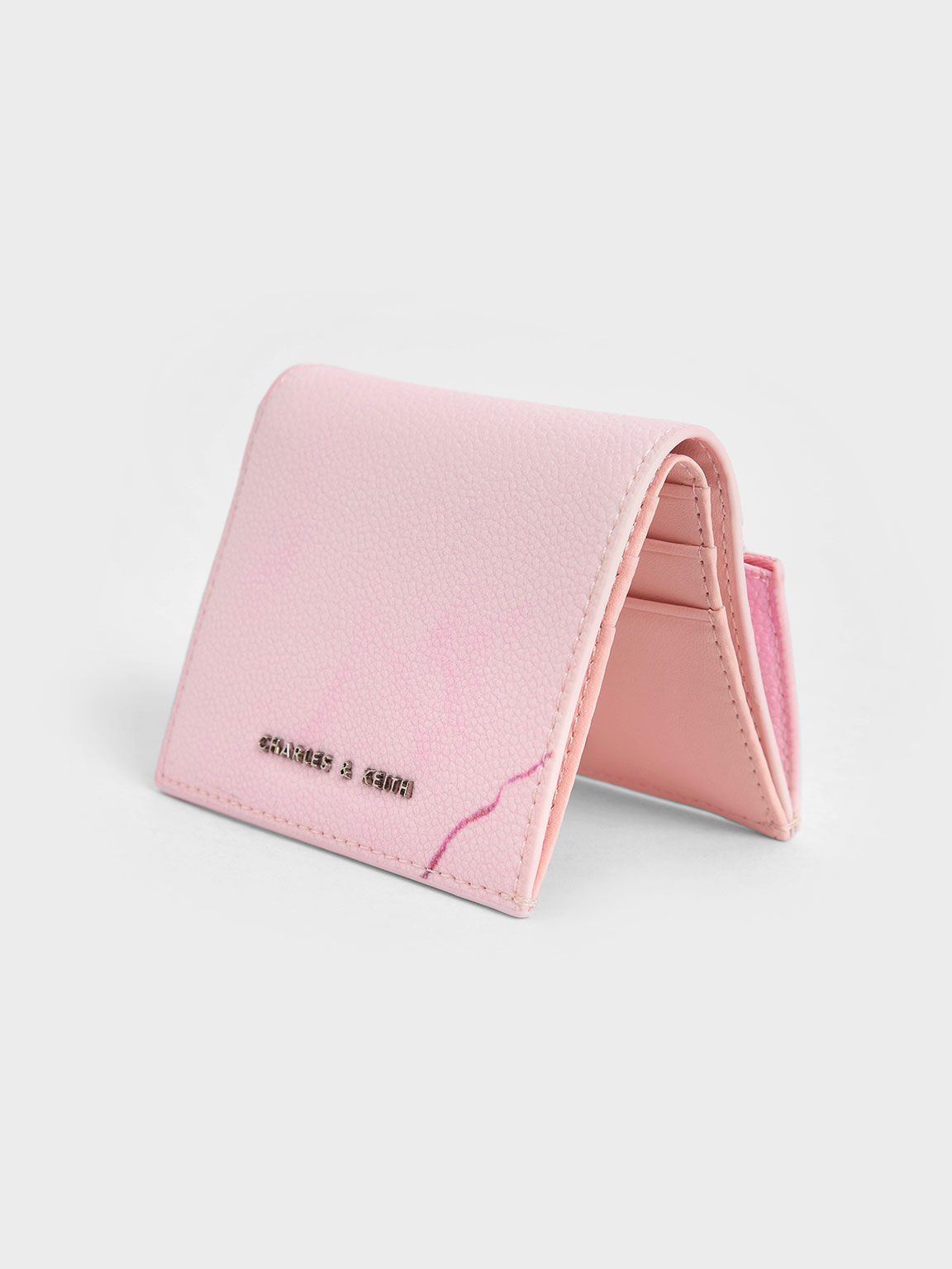Front Flap Watercolour-Print Small Wallet, Light Pink, hi-res