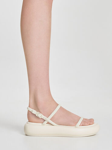 Keiko Padded Flatform Sandals, สีชอล์ค, hi-res