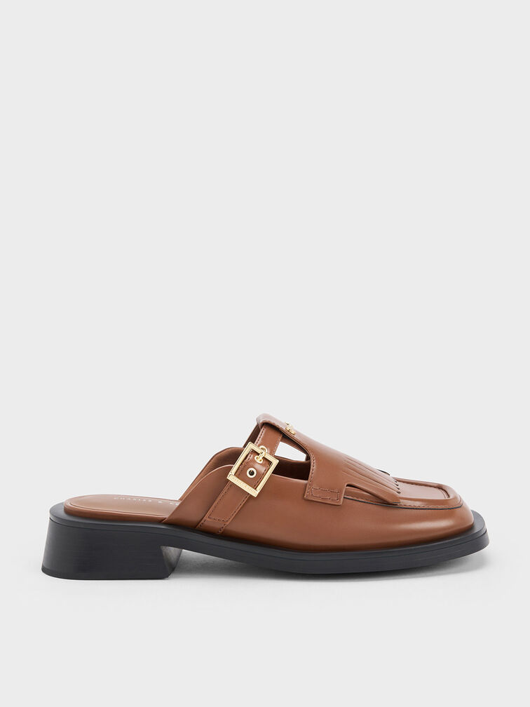 Studded Cut-Out Fringe Mules, , hi-res