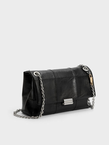 Delfina Quilted Chain-Strap Shoulder Bag, Black, hi-res