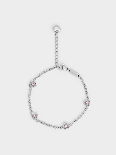 Malorie Crystal Heart Bracelet, Silver, hi-res