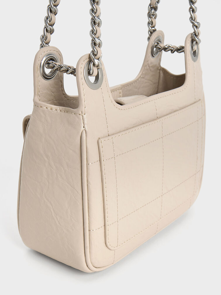 Suki Crinkle-Effect Padlock Shoulder Bag, Oat, hi-res