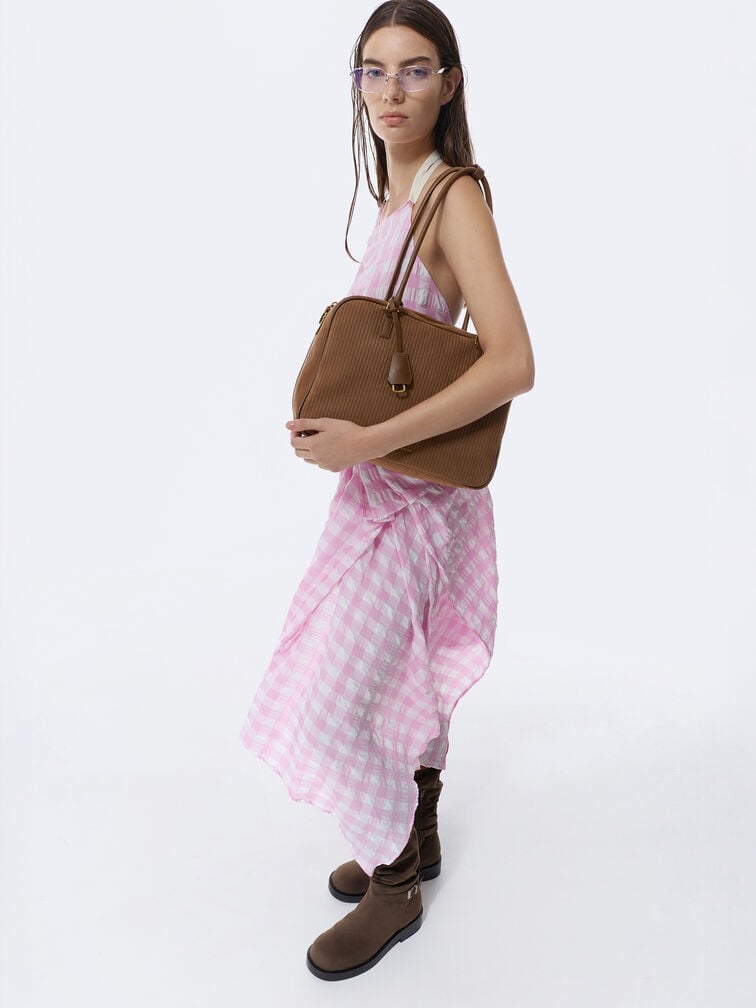 Large Sianna Corduroy Bowling Bag, Mocha Brown, hi-res